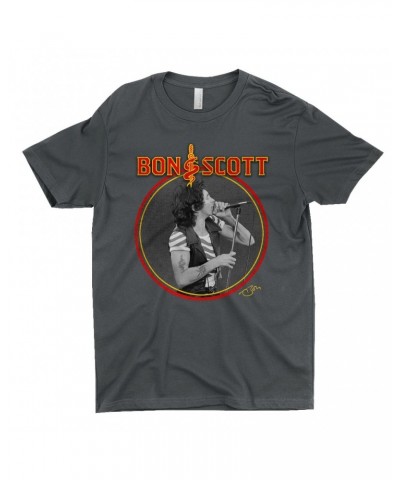 Bon Scott T-Shirt | Snake & Dagger Logo Circular Image Shirt $10.73 Shirts