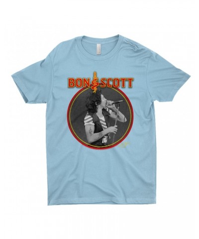 Bon Scott T-Shirt | Snake & Dagger Logo Circular Image Shirt $10.73 Shirts