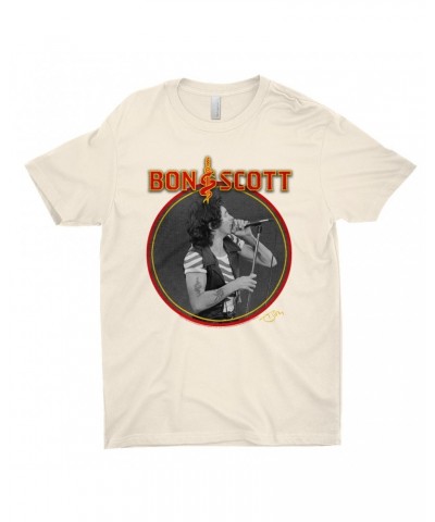 Bon Scott T-Shirt | Snake & Dagger Logo Circular Image Shirt $10.73 Shirts