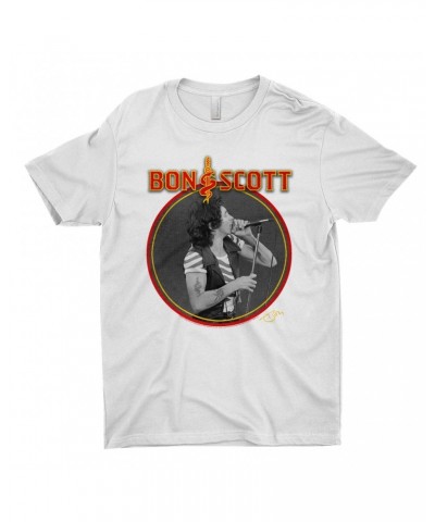 Bon Scott T-Shirt | Snake & Dagger Logo Circular Image Shirt $10.73 Shirts