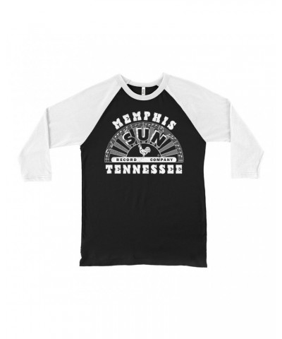 Sun Records 3/4 Sleeve Baseball Tee | White Memphis Tennessee Label Logo Shirt $14.98 Shirts