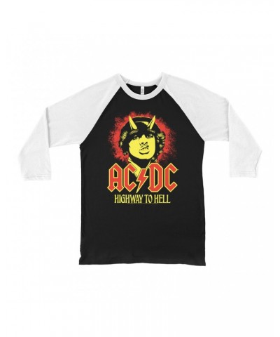 AC/DC 3/4 Sleeve Baseball Tee | Red Yellow Angus Highway To Hell Design Shirt $9.28 Shirts