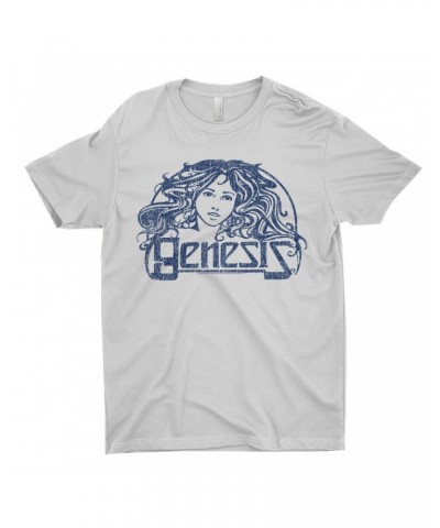 Genesis T-Shirt | Navy Vintage Art Nouveau Logo Distressed Shirt $8.48 Shirts