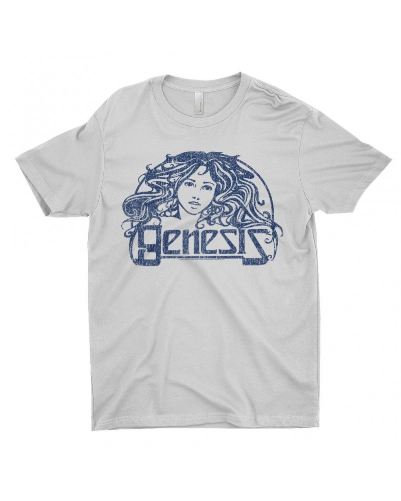 Genesis T-Shirt | Navy Vintage Art Nouveau Logo Distressed Shirt $8.48 Shirts