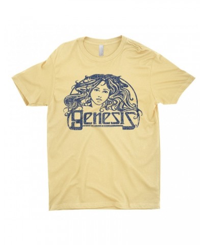 Genesis T-Shirt | Navy Vintage Art Nouveau Logo Distressed Shirt $8.48 Shirts