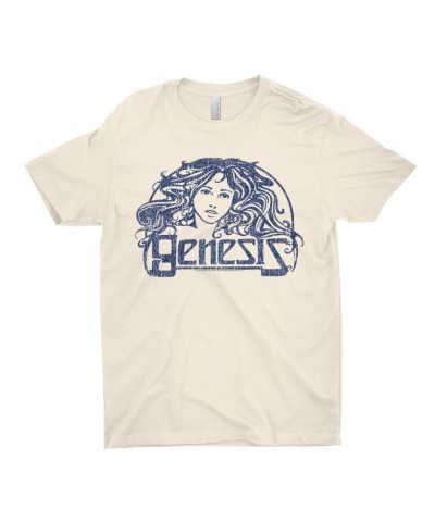 Genesis T-Shirt | Navy Vintage Art Nouveau Logo Distressed Shirt $8.48 Shirts