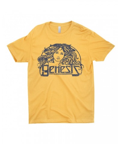 Genesis T-Shirt | Navy Vintage Art Nouveau Logo Distressed Shirt $8.48 Shirts