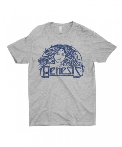 Genesis T-Shirt | Navy Vintage Art Nouveau Logo Distressed Shirt $8.48 Shirts