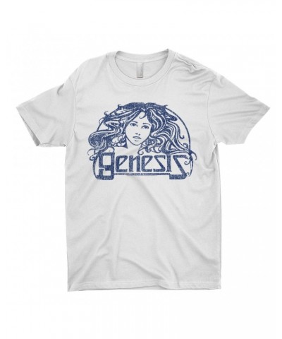 Genesis T-Shirt | Navy Vintage Art Nouveau Logo Distressed Shirt $8.48 Shirts