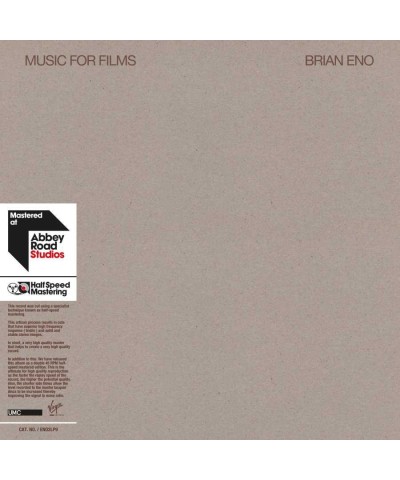 Brian Eno Music For Films Vinyl Record $13.77 Vinyl