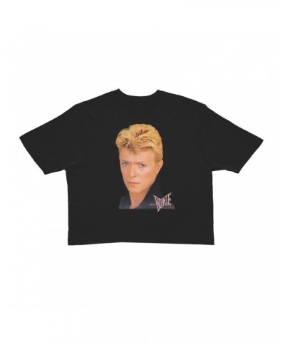 David Bowie Ladies' Crop Tee | Color Portrait And Logo Crop T-shirt $8.62 Shirts