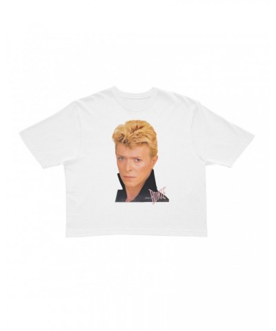 David Bowie Ladies' Crop Tee | Color Portrait And Logo Crop T-shirt $8.62 Shirts