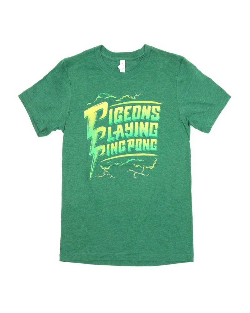 Pigeons Playing Ping Pong Lightning Green Unisex T-Shirt $10.80 Shirts