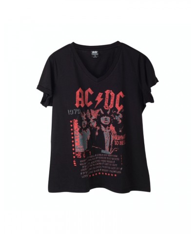 AC/DC Highway To Hell Track List Black V-Neck T-Shirt $8.50 Shirts