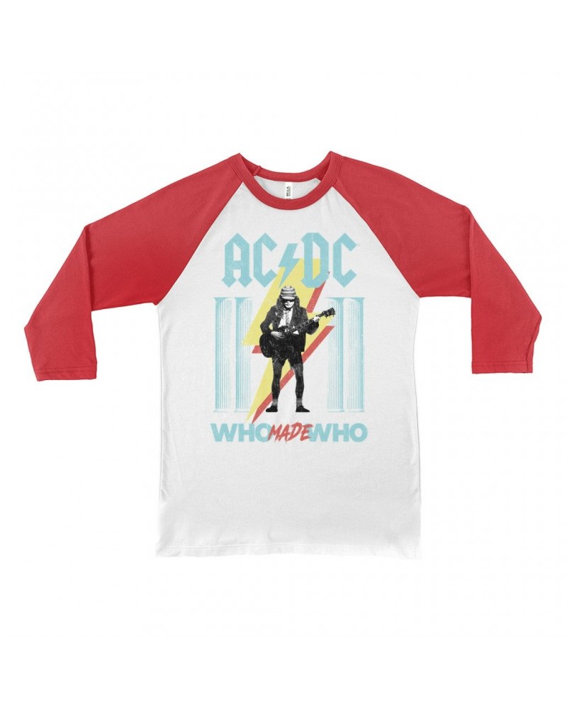 AC/DC 3/4 Sleeve Baseball Tee | Pastel Who Made Who Shirt $11.38 Shirts