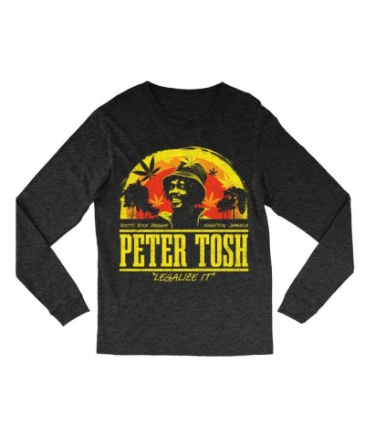 Peter Tosh Long Sleeve Shirt | Roots Reggae Rock Sunset Distressed Shirt $9.28 Shirts