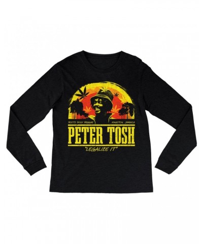 Peter Tosh Long Sleeve Shirt | Roots Reggae Rock Sunset Distressed Shirt $9.28 Shirts