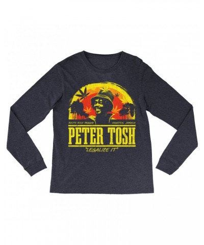 Peter Tosh Long Sleeve Shirt | Roots Reggae Rock Sunset Distressed Shirt $9.28 Shirts