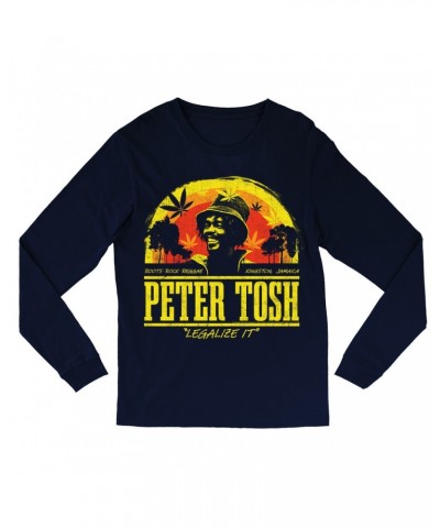 Peter Tosh Long Sleeve Shirt | Roots Reggae Rock Sunset Distressed Shirt $9.28 Shirts