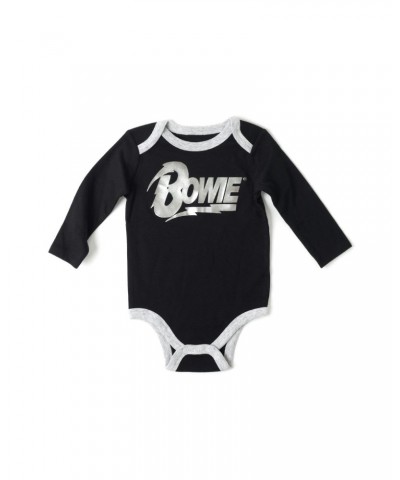 David Bowie Silver Bowie Black Onesie $11.75 Kids