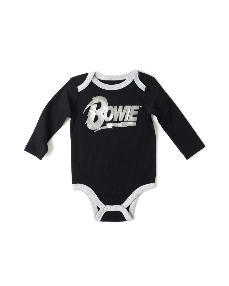 David Bowie Silver Bowie Black Onesie $11.75 Kids