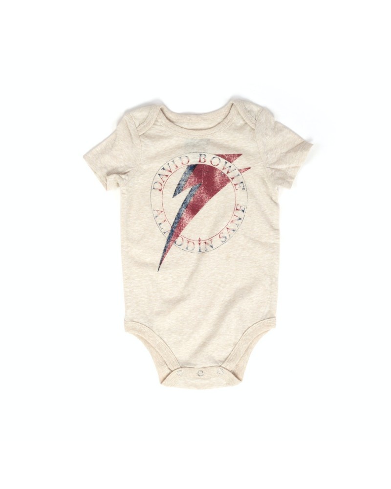 David Bowie Bowie Aladdin Sane Lightning Bolt Tan Onesie $6.60 Kids