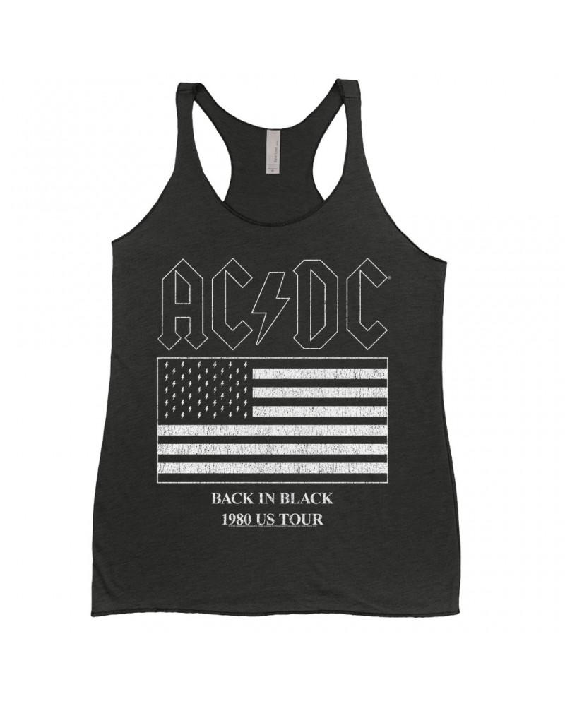 AC/DC Ladies' Tank Top | Back In Black Flag Tour 1980 Distressed Shirt $10.13 Shirts