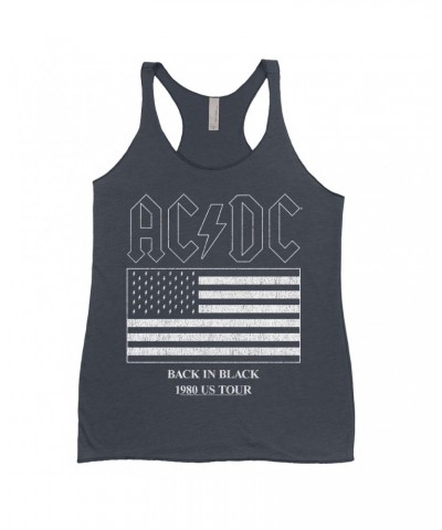 AC/DC Ladies' Tank Top | Back In Black Flag Tour 1980 Distressed Shirt $10.13 Shirts