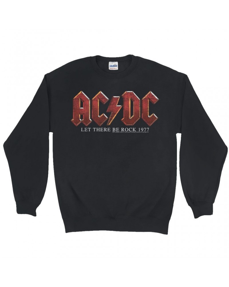 AC/DC Sweatshirt | Let There Be Rock 1977 Design Distressed Sweatshirt $12.93 Sweatshirts