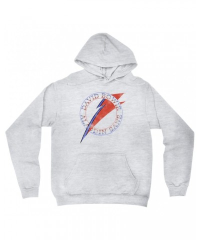 David Bowie Hoodie | Red And Blue Aladdin Sane Logo Distressed Hoodie $13.18 Sweatshirts