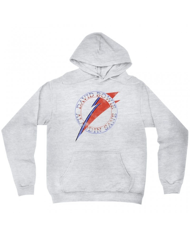 David Bowie Hoodie | Red And Blue Aladdin Sane Logo Distressed Hoodie $13.18 Sweatshirts