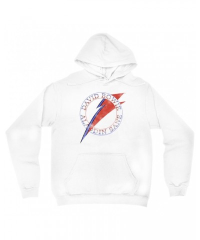 David Bowie Hoodie | Red And Blue Aladdin Sane Logo Distressed Hoodie $13.18 Sweatshirts