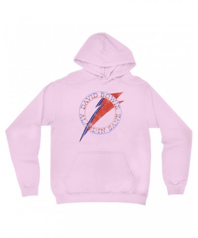 David Bowie Hoodie | Red And Blue Aladdin Sane Logo Distressed Hoodie $13.18 Sweatshirts