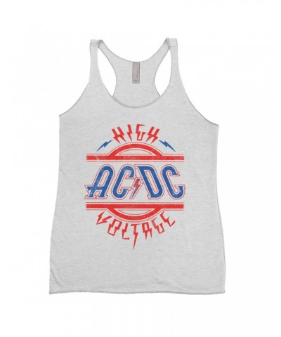 AC/DC Ladies' Tank Top | Red and Blue High Voltage Distressed Shirt $11.58 Shirts