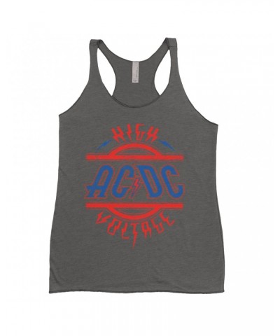 AC/DC Ladies' Tank Top | Red and Blue High Voltage Distressed Shirt $11.58 Shirts