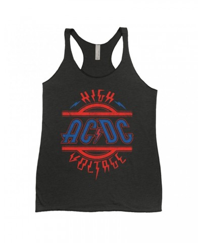 AC/DC Ladies' Tank Top | Red and Blue High Voltage Distressed Shirt $11.58 Shirts