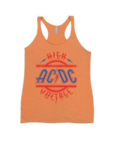 AC/DC Ladies' Tank Top | Red and Blue High Voltage Distressed Shirt $11.58 Shirts