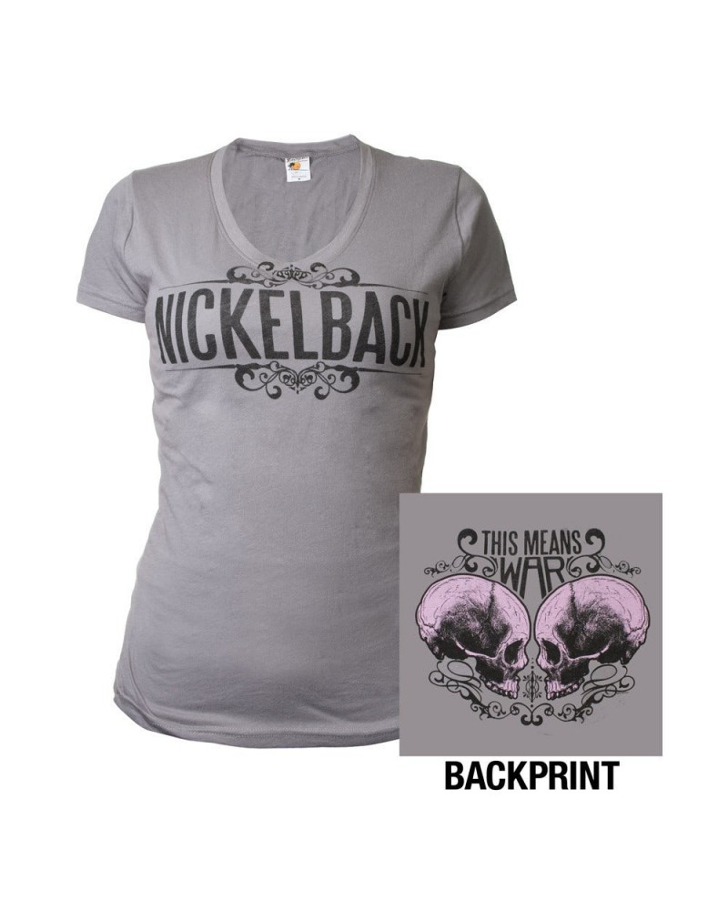 Nickelback This Means War Junior V-Neck Tee $18.38 Shirts