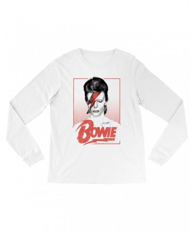 David Bowie Long Sleeve Shirt | Aladdin Sane Bowie Red Image Shirt $13.48 Shirts