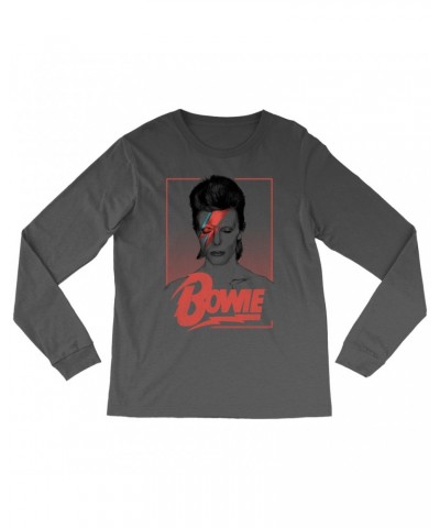 David Bowie Long Sleeve Shirt | Aladdin Sane Bowie Red Image Shirt $13.48 Shirts