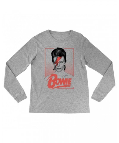 David Bowie Long Sleeve Shirt | Aladdin Sane Bowie Red Image Shirt $13.48 Shirts