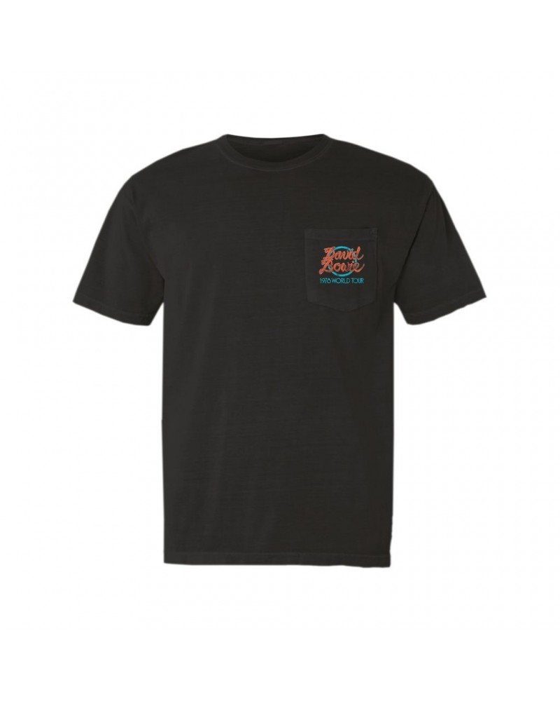 David Bowie T-Shirt | Turquoise 1978 World Tour Distressed Pocket T-shirt $10.78 Shirts