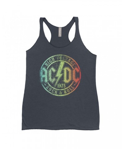 AC/DC Bold Colored Racerback Tank | Rock & Roll 1975 Rainbow Design Distressed Shirt $11.00 Shirts