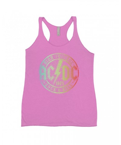 AC/DC Bold Colored Racerback Tank | Rock & Roll 1975 Rainbow Design Distressed Shirt $11.00 Shirts