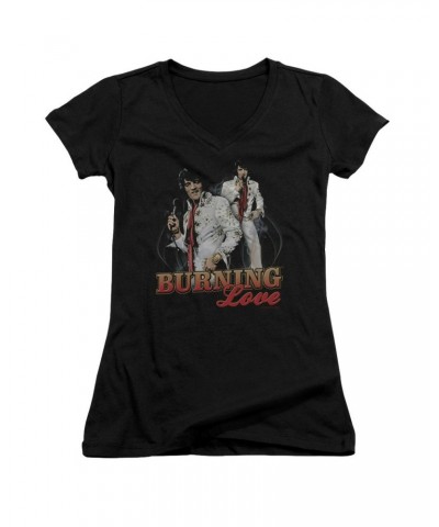 Elvis Presley Junior's V-Neck Shirt | BURNING LOVE Junior's Tee $7.74 Shirts