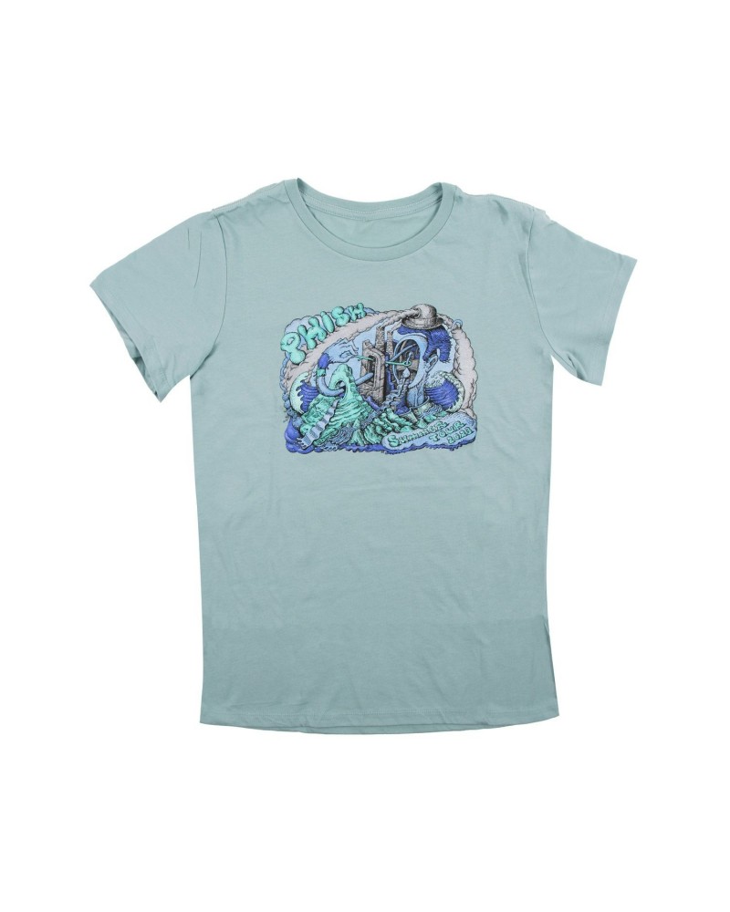 Phish Women's Welker Free Motion Summer Tour 2023 Tee on Dusty Blue $14.40 Shirts