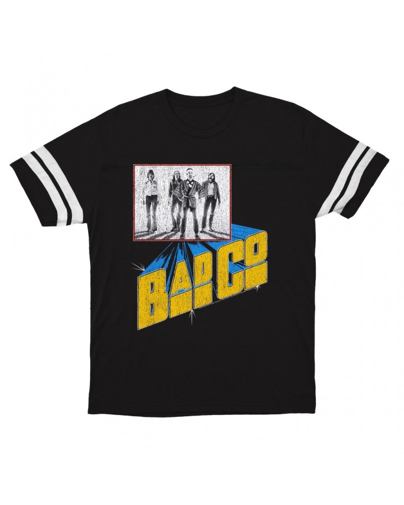 Bad Company T-Shirt | 1976 Run With The Pack Concert Distressed Football Shirt $14.17 Shirts