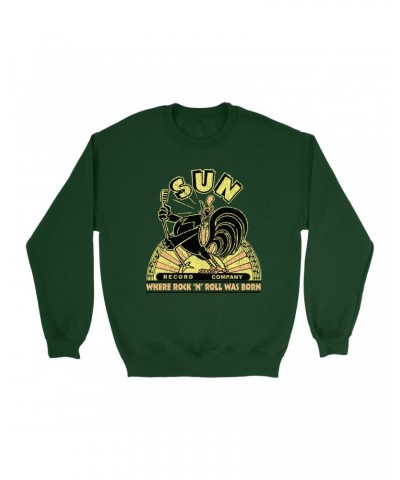 Sun Records Sweatshirt | Neon Vintage Where Rock N' Roll Was Born Distressed Sweatshirt $16.43 Sweatshirts