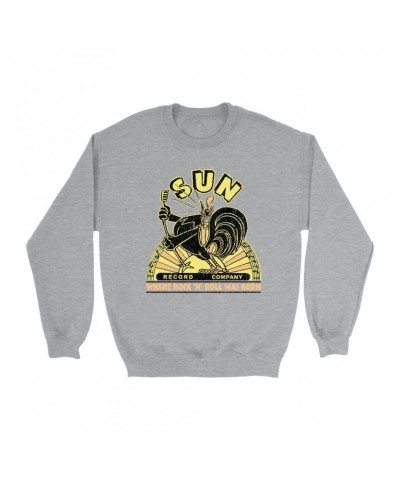 Sun Records Sweatshirt | Neon Vintage Where Rock N' Roll Was Born Distressed Sweatshirt $16.43 Sweatshirts